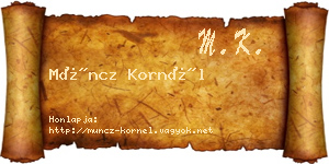 Müncz Kornél névjegykártya